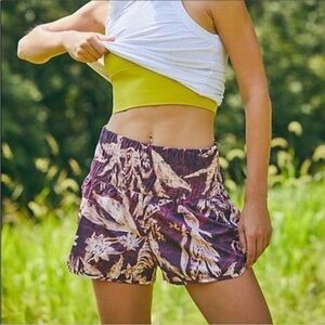 NWOT Free People Movement The Way Home Running Shorts Small Purple Floral
